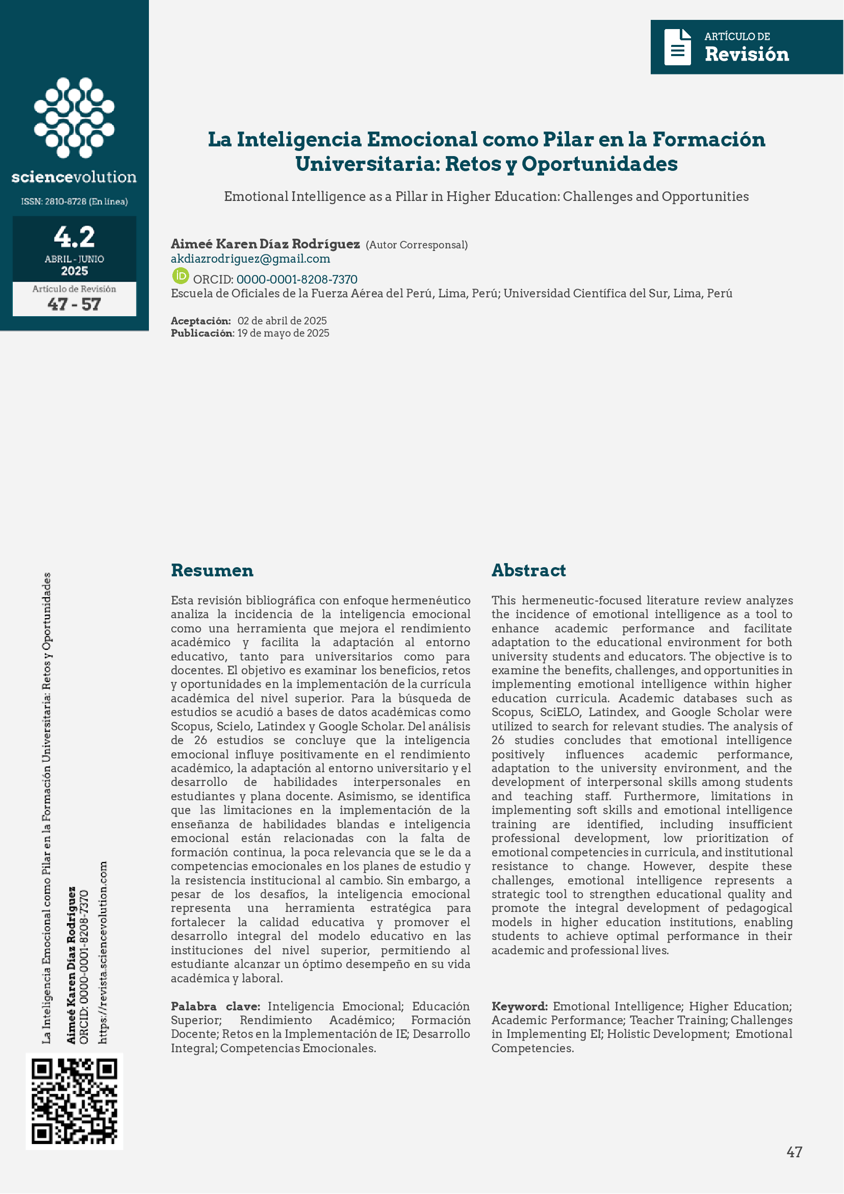 Portada La Inteligencia Emocional como Pilar en la Formación Universitaria: Retos y Oportunidades