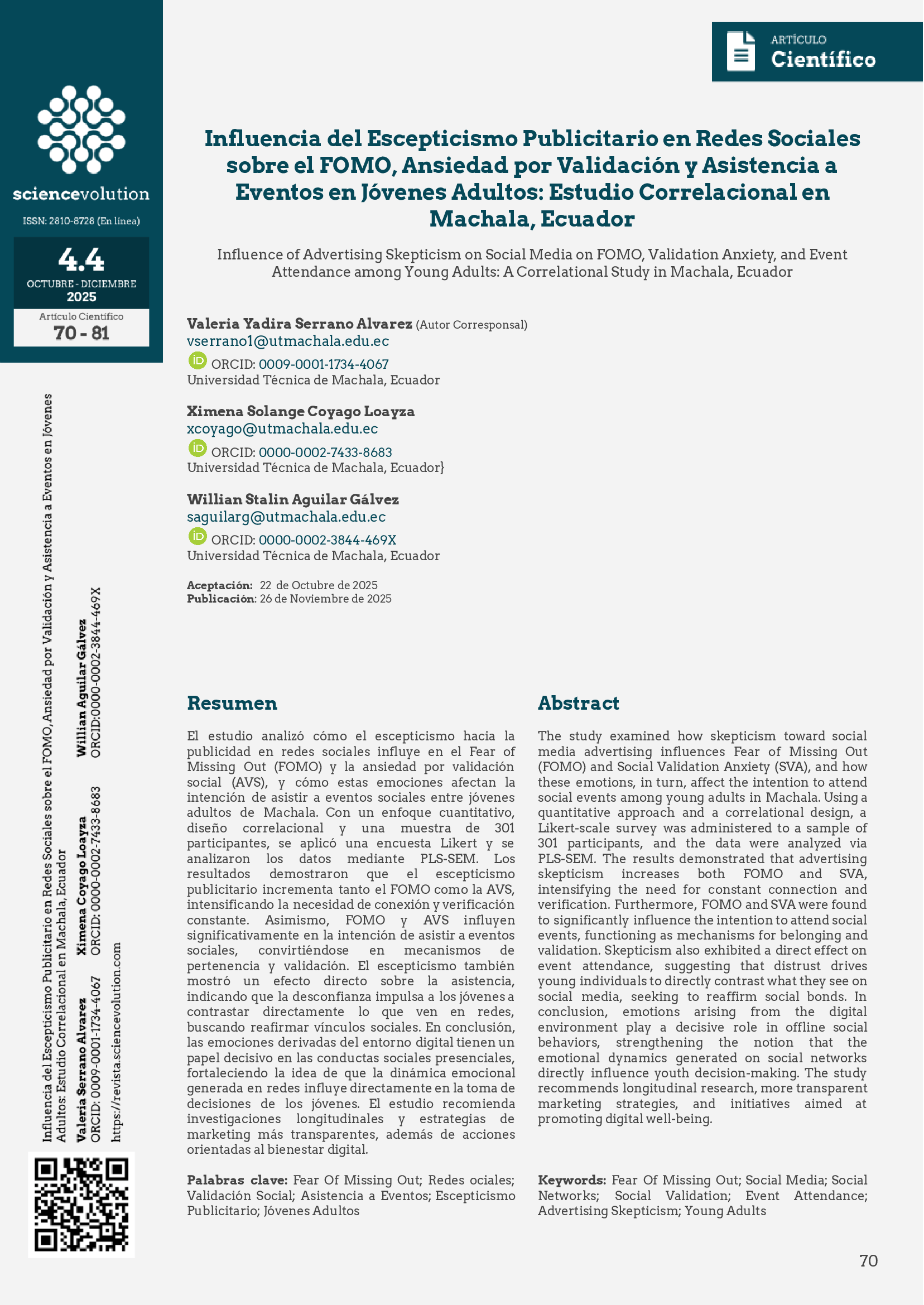 Sciencevolution v4.4 2025 70 -  Portada
